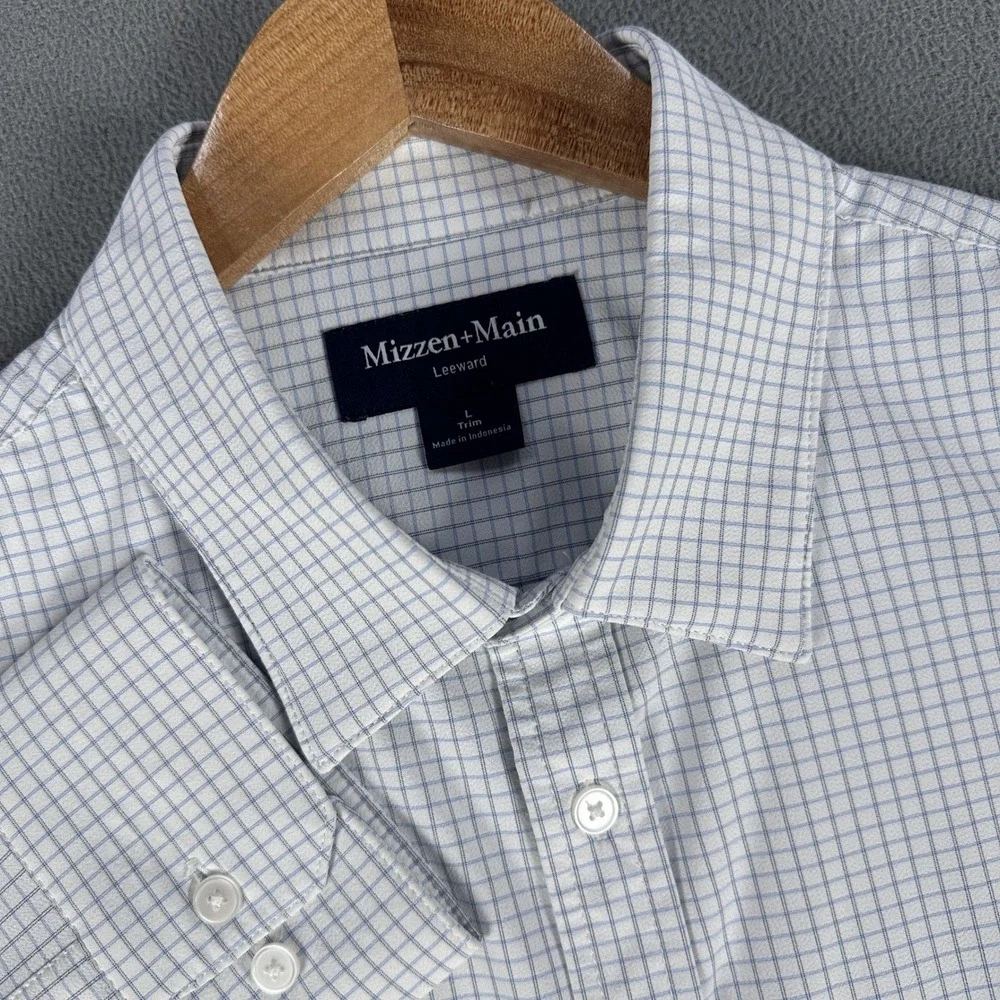 Mizzen Main Shirt Large White Check Leeward Trim Smart Casual Performance